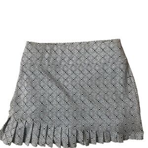 Blue and White Sigrid Olsen Geometric Ruffle Hem Skirt tennis and golf